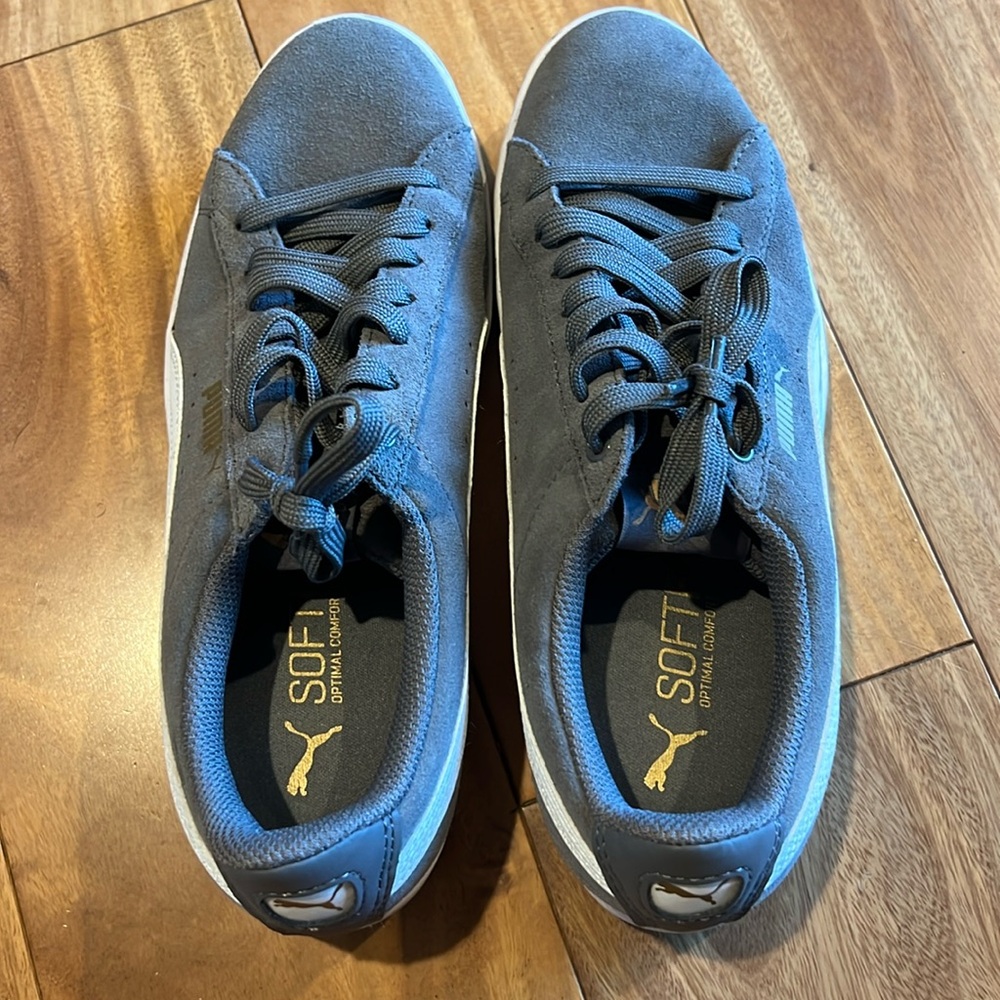 PUMA Grey Suede Leather Tennis Shoes